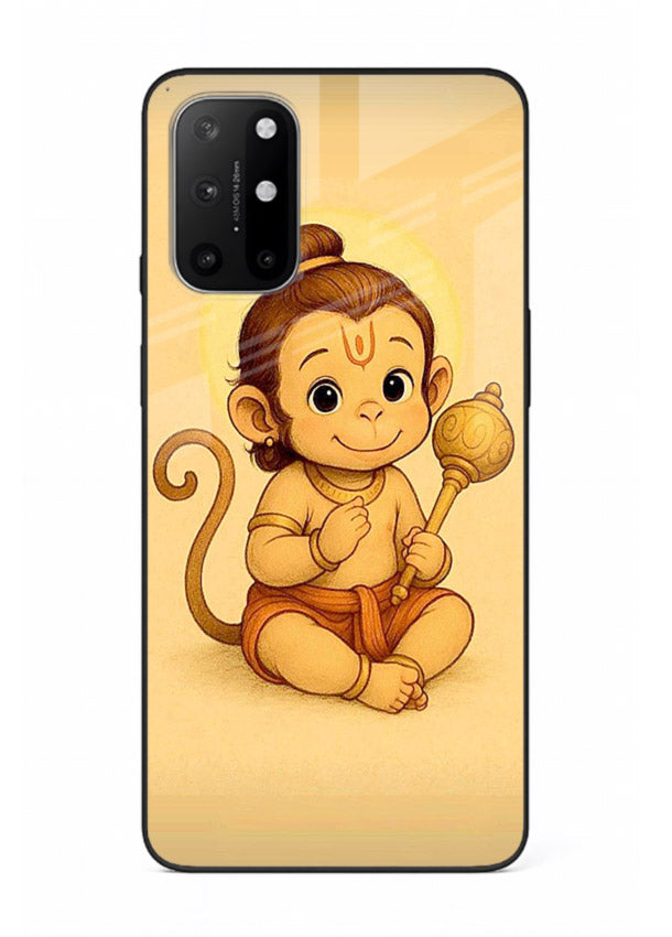 Baby Hanuman cute devotional art OnePlus 8T glass back cover for bhakts