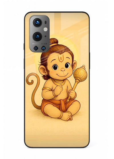 Baby Hanuman cute devotional art OnePlus 9 glass back cover for bhakts