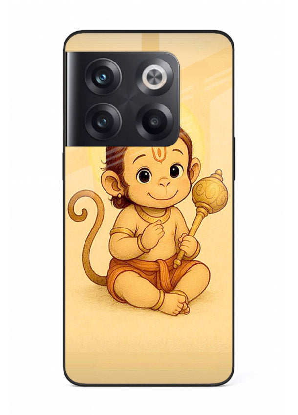 Baby Hanuman cute devotional art OnePlus 10T glass back cover for bhakts