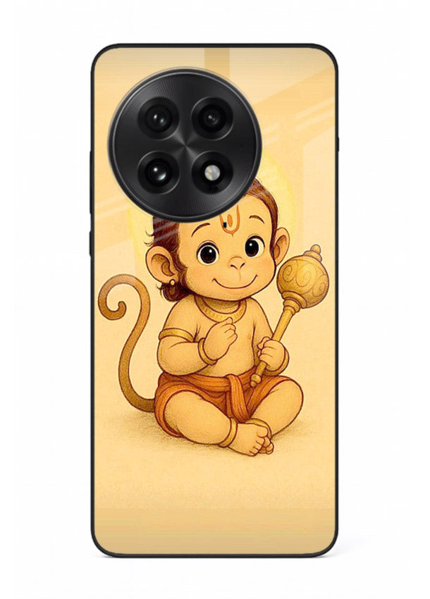 Baby Hanuman cute devotional art OnePlus 13R glass back cover for bhakts