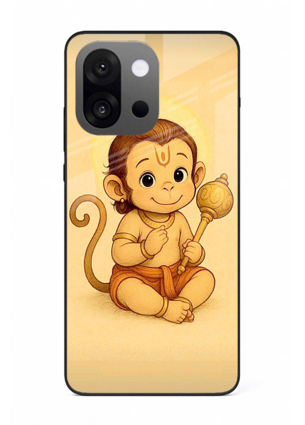 Baby Hanuman cute devotional art OnePlus 13s glass back cover for bhakts