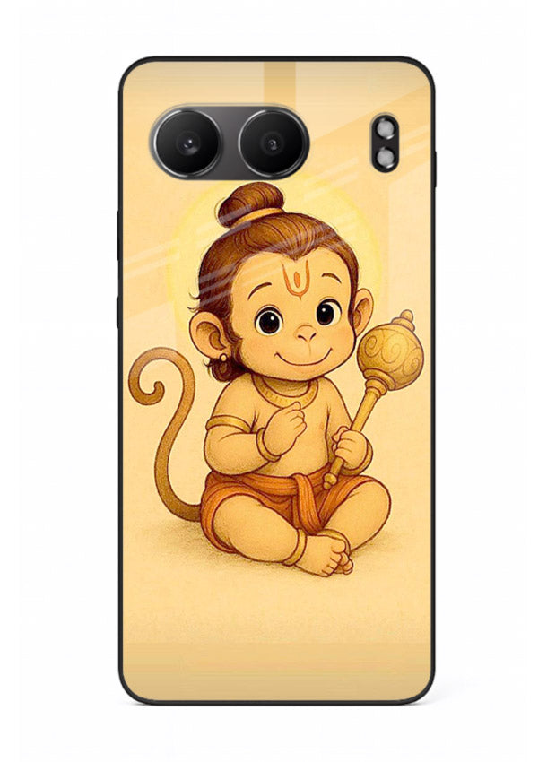 Baby Hanuman cute devotional art OnePlus Nord 4 glass back cover for bhakts