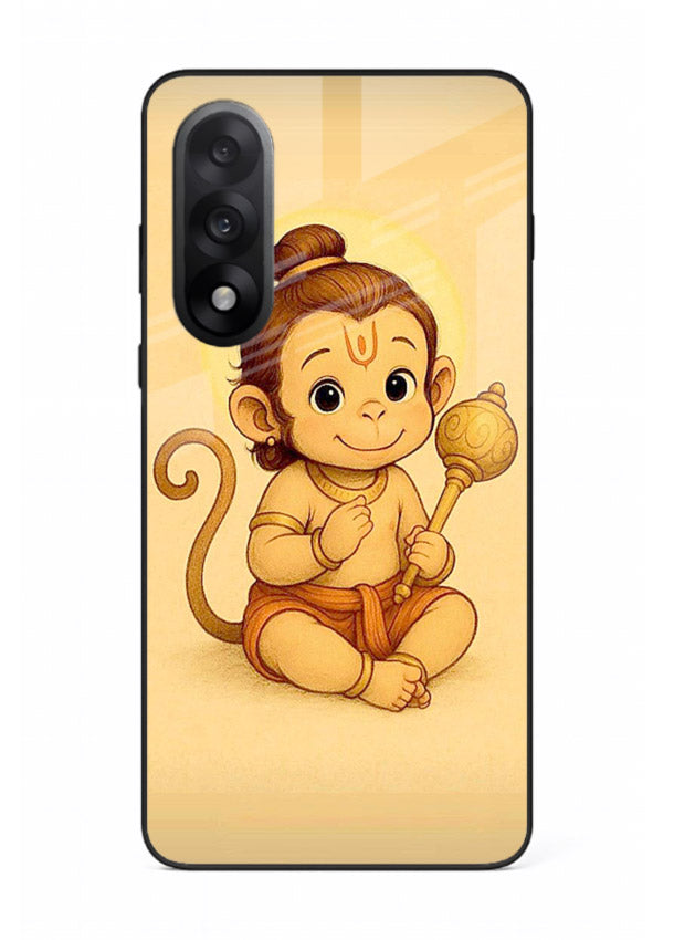 Baby Hanuman cute devotional art OnePlus Nord 5 glass back cover for bhakts