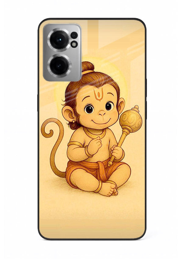 Baby Hanuman cute devotional art OnePlus Nord CE2 5G glass back cover for bhakts