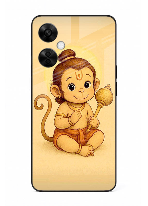Baby Hanuman cute devotional art OnePlus Nord CE3 Lite glass back cover for bhakts