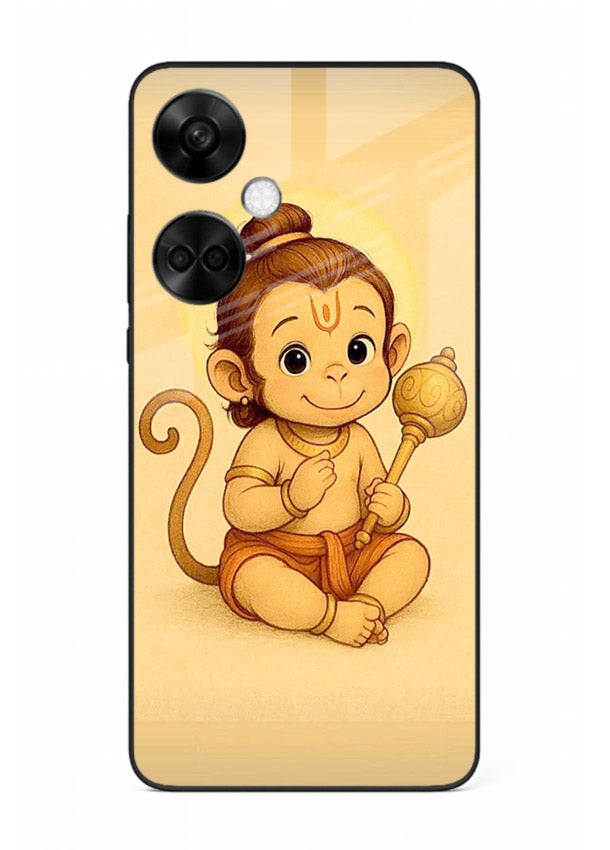 Baby Hanuman cute devotional art OnePlus Nord CE3 glass back cover for bhakts