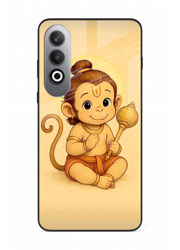 Baby Hanuman cute devotional art OnePlus Nord CE4 glass back cover for bhakts