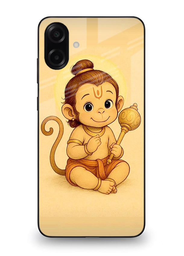 Baby Hanuman cute devotional art Samsung A06 5G glass back cover for bhakts
