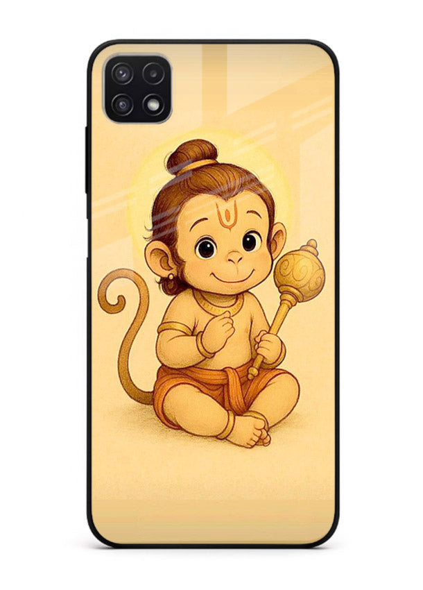Baby Hanuman cute devotional art Samsung F42 5G glass back cover for bhakts