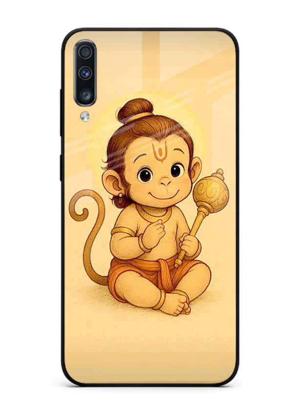Baby Hanuman cute devotional art Samsung A70 glass back cover for bhakts