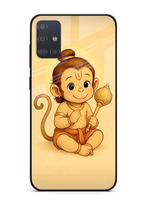 Baby Hanuman cute devotional art Samsung A51 glass back cover for bhakts