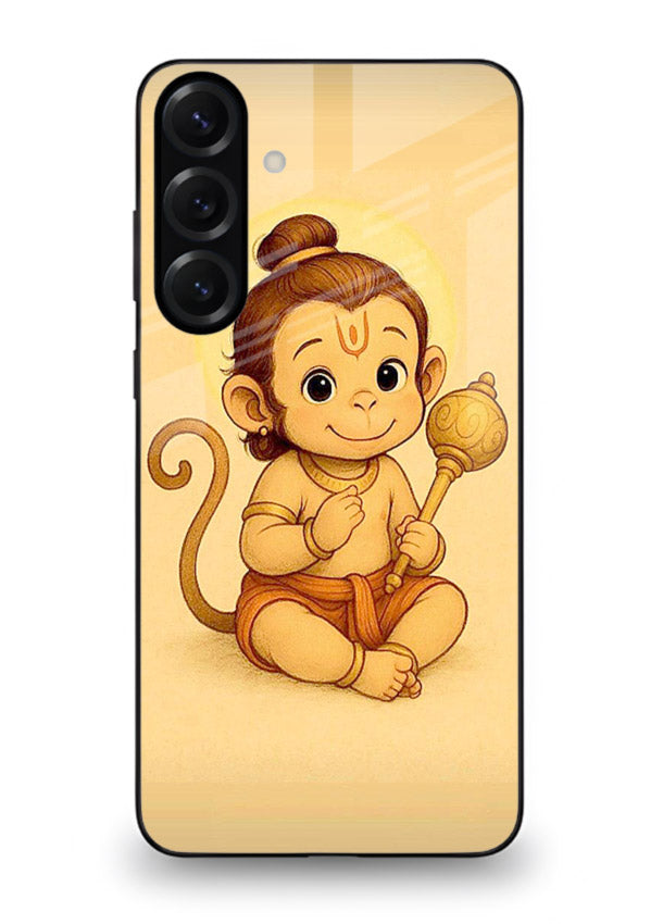 Baby Hanuman cute devotional art Samsung A16 5G glass back cover for bhakts