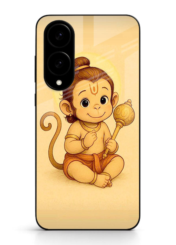 Baby Hanuman cute devotional art Samsung S25 Edge glass back cover for bhakts