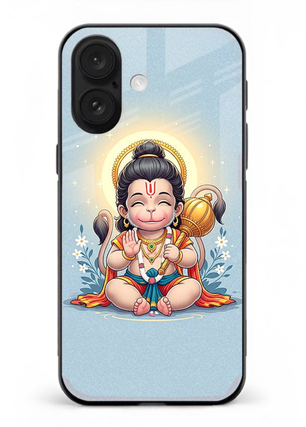 Baby Hanuman graceful artwork design for iphone 18 glass back cover