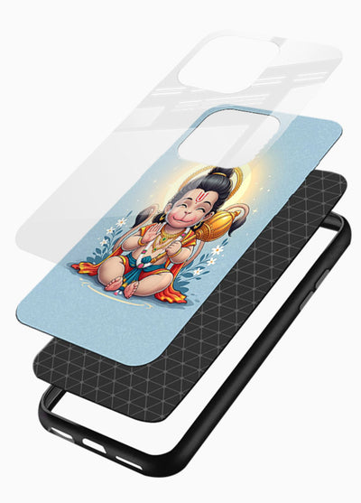 Baby Hanuman graceful artwork design for glossy vibrant premium glass back cover - Angle Layers