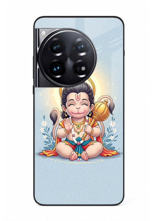 Baby Hanuman graceful artwork design for OnePlus 12 glass back cover