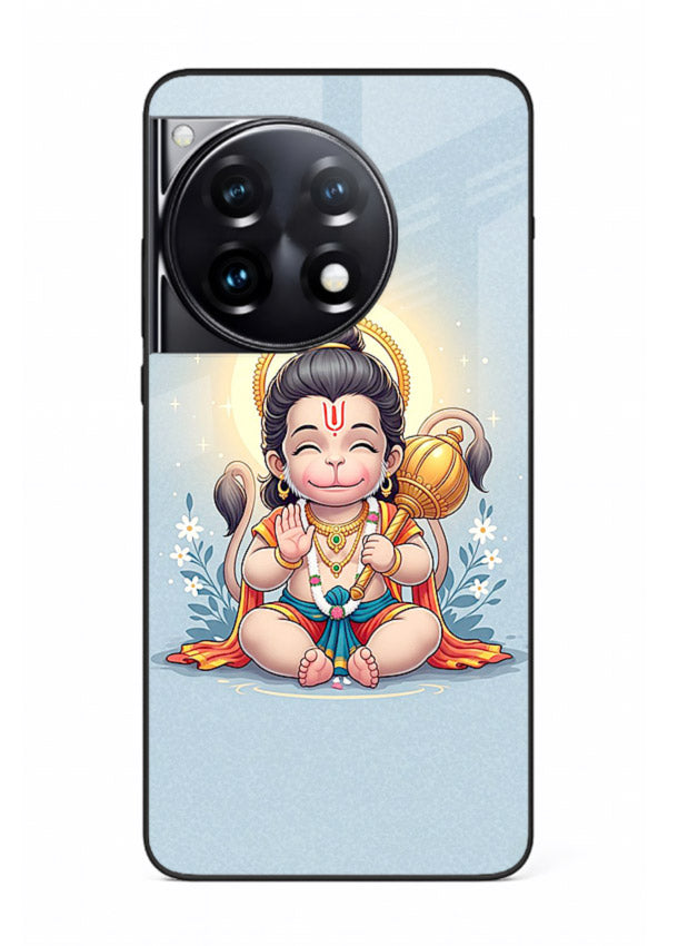 Baby Hanuman graceful artwork design for OnePlus 12R glass back cover