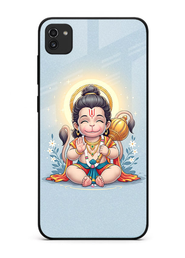 Baby Hanuman graceful artwork design for Samsung A03 glass back cover