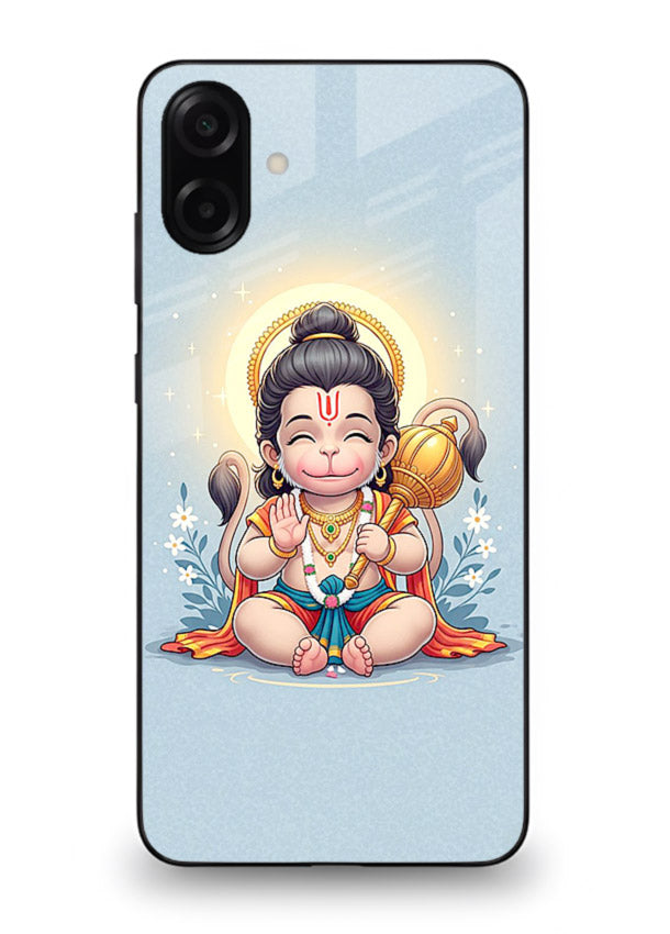 Baby Hanuman graceful artwork design for Samsung A06 5G glass back cover