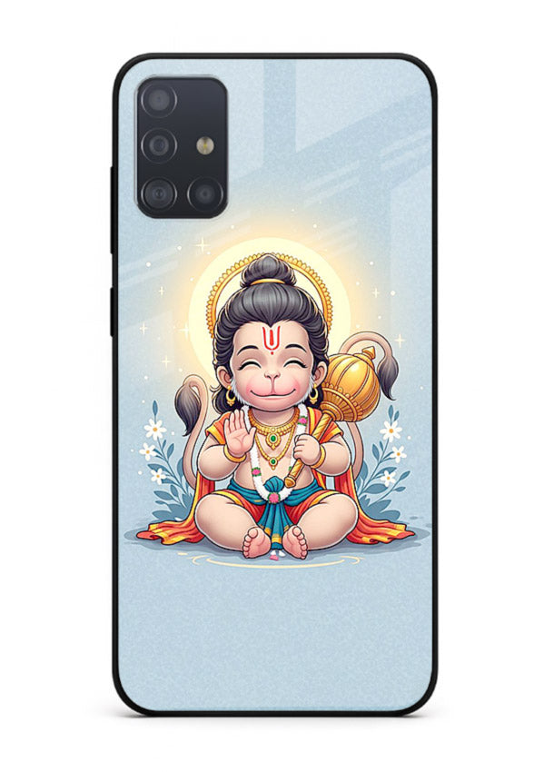 Baby Hanuman graceful artwork design for Samsung A71 glass back cover