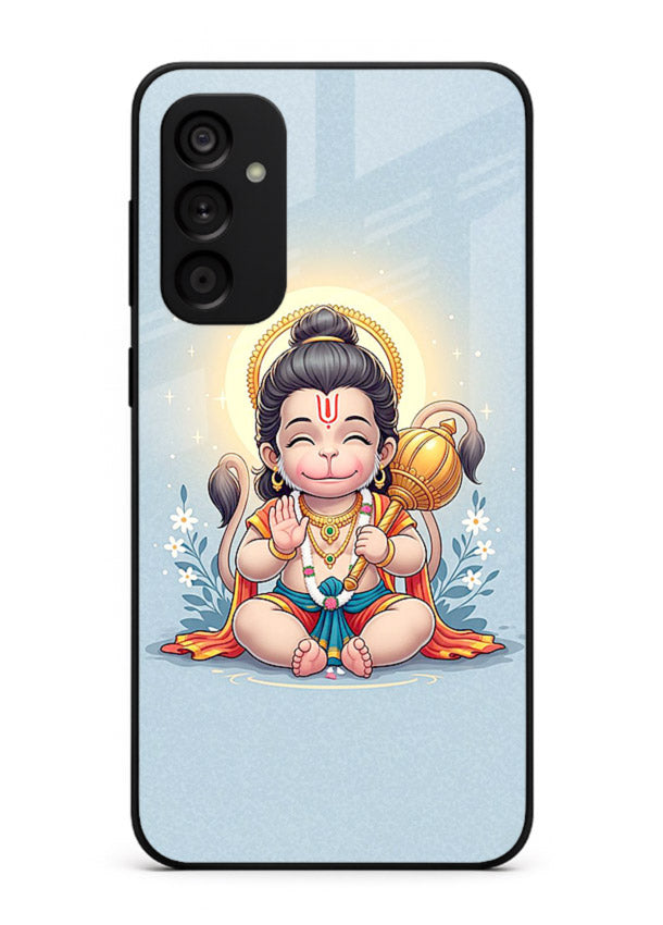 Baby Hanuman graceful artwork design for Samsung A34 5G glass back cover