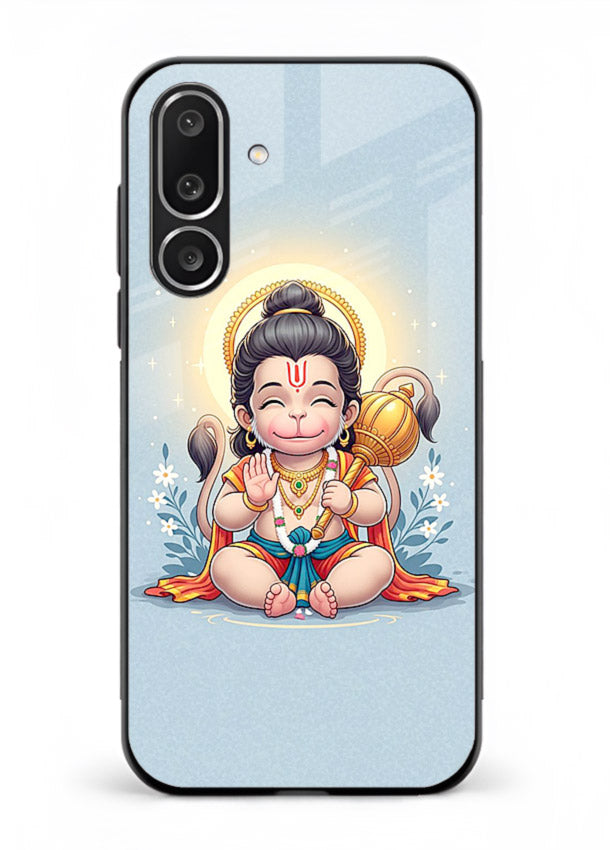 Baby Hanuman graceful artwork design for Samsung F56 5G glass back cover