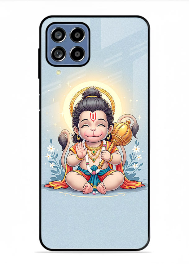 Baby Hanuman graceful artwork design for Samsung M33 5G glass back cover