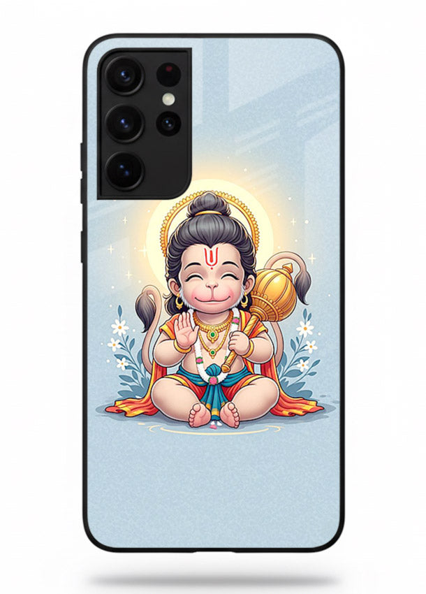 Baby Hanuman graceful artwork design for Samsung S21 Ultra glass back cover