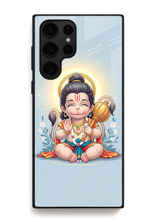 Baby Hanuman graceful artwork design for Samsung S23 Ultra glass back cover
