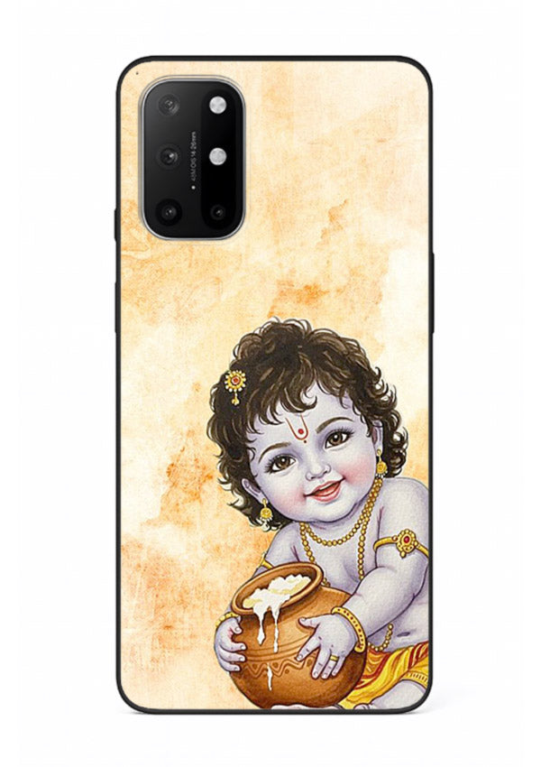 Makhan chor Baby Krishna pot art OnePlus 8T glass back religious cover