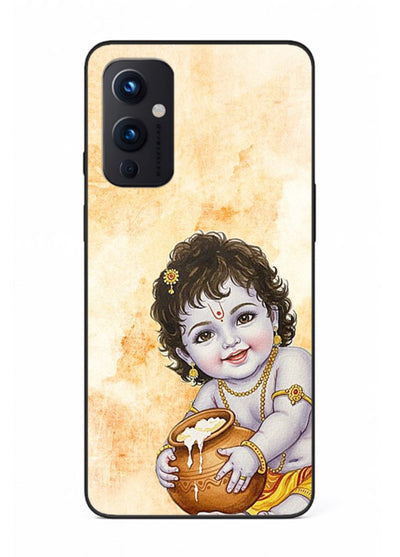 Makhan chor Baby Krishna pot art OnePlus 9 Pro glass back religious cover