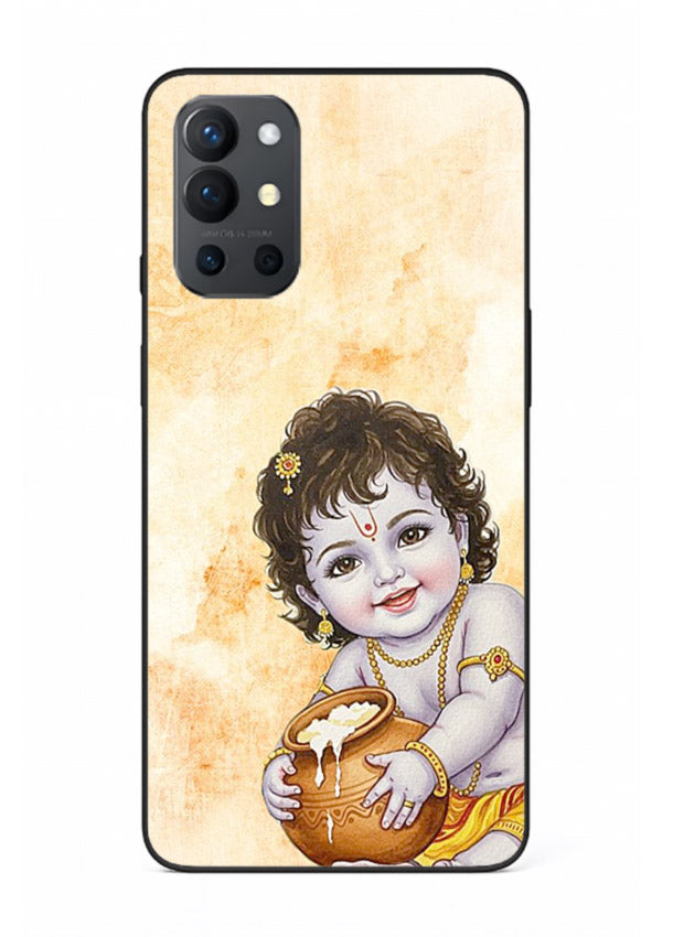 Makhan chor Baby Krishna pot art OnePlus 9R glass back religious cover
