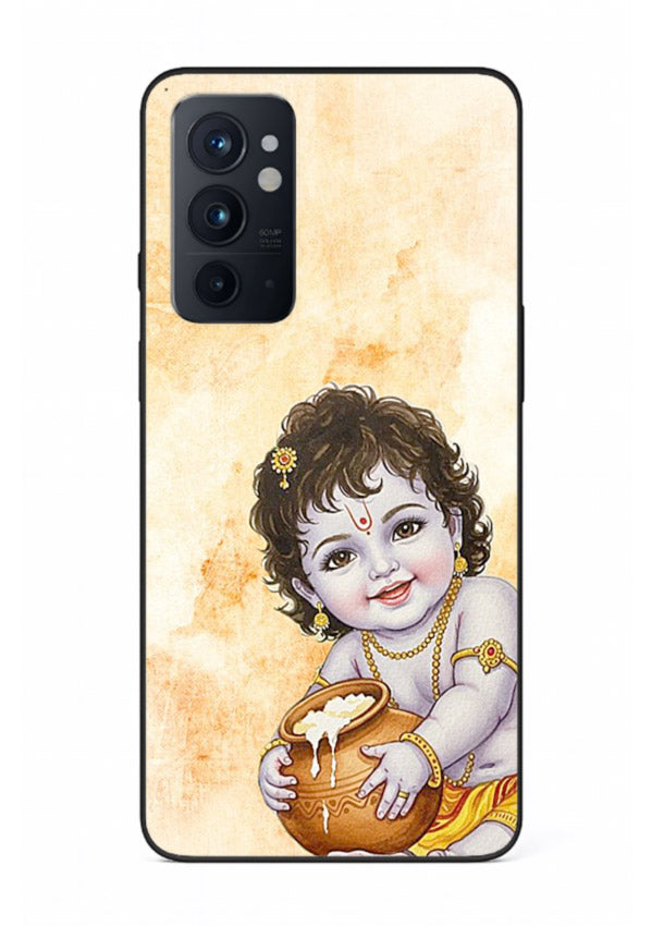 Makhan chor Baby Krishna pot art OnePlus 9RT glass back religious cover