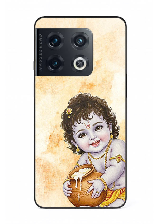 Makhan chor Baby Krishna pot art OnePlus 10 Pro glass back religious cover