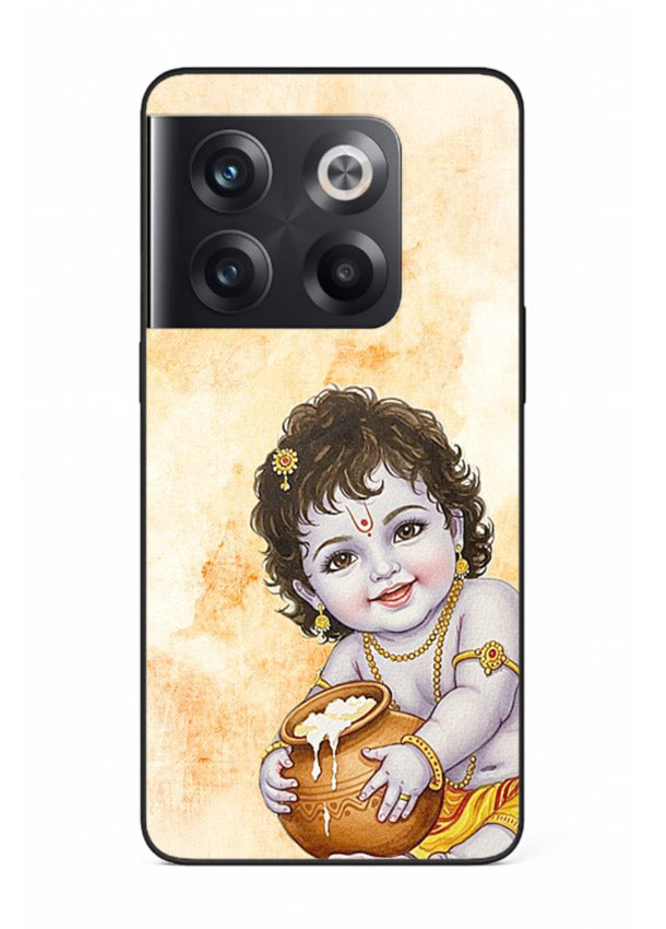 Makhan chor Baby Krishna pot art OnePlus 10T glass back religious cover