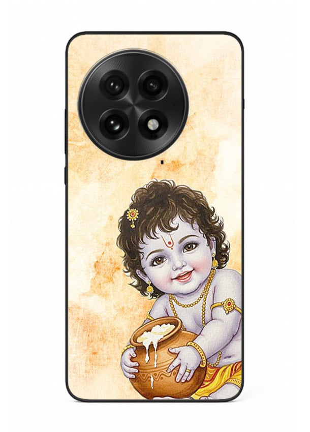 Makhan chor Baby Krishna pot art OnePlus 13R glass back religious cover