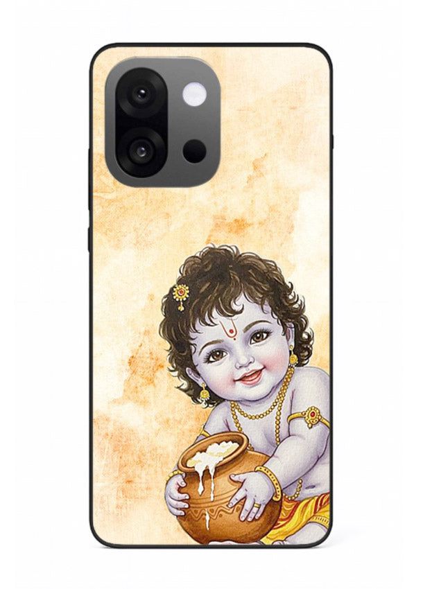 Makhan chor Baby Krishna pot art OnePlus 13s glass back religious cover