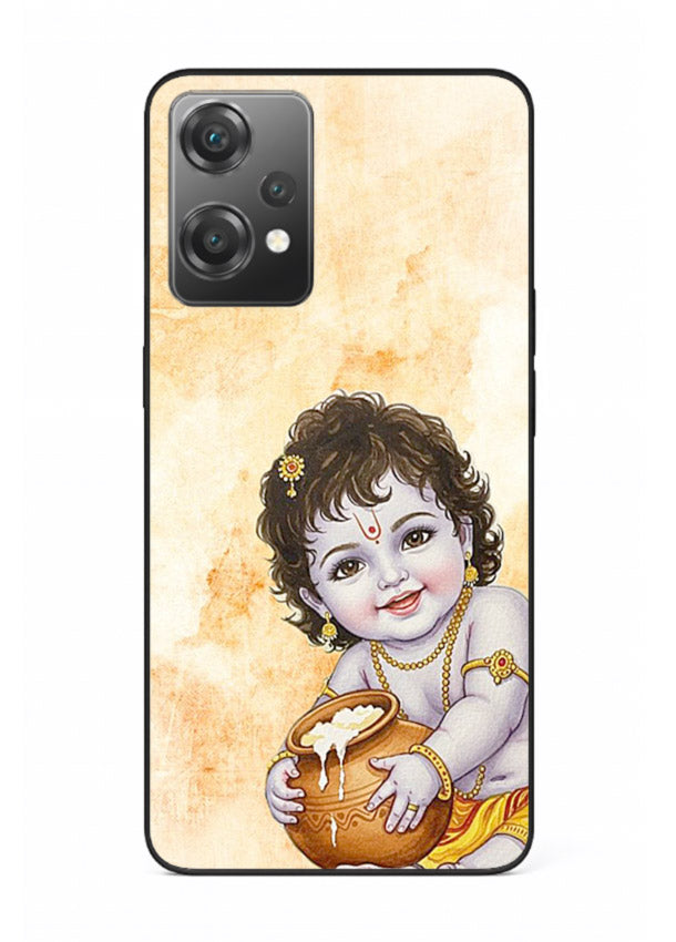 Makhan chor Baby Krishna pot art OnePlus Nord CE2 Lite 5G glass back religious cover