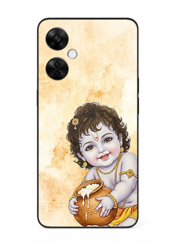 Makhan chor Baby Krishna pot art OnePlus Nord CE3 Lite glass back religious cover