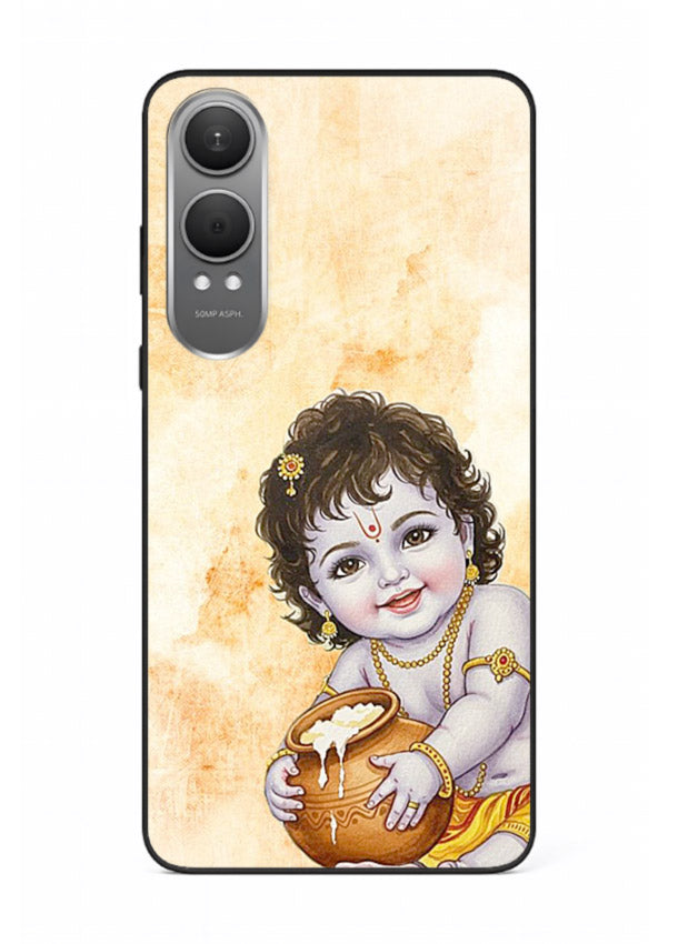 Makhan chor Baby Krishna pot art OnePlus Nord CE4 Lite glass back religious cover