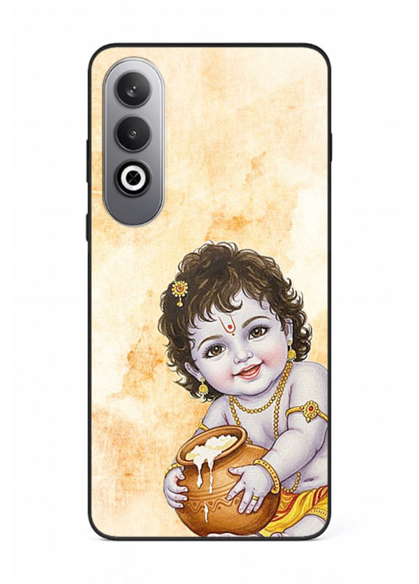 Makhan chor Baby Krishna pot art OnePlus Nord CE4 glass back religious cover