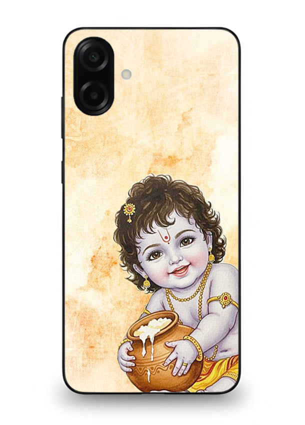 Makhan chor Baby Krishna pot art Samsung M13 5G glass back religious cover