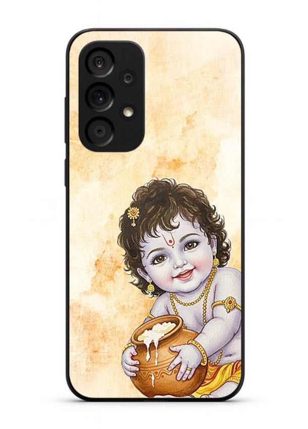 Makhan chor Baby Krishna pot art Samsung A73 5G glass back religious cover