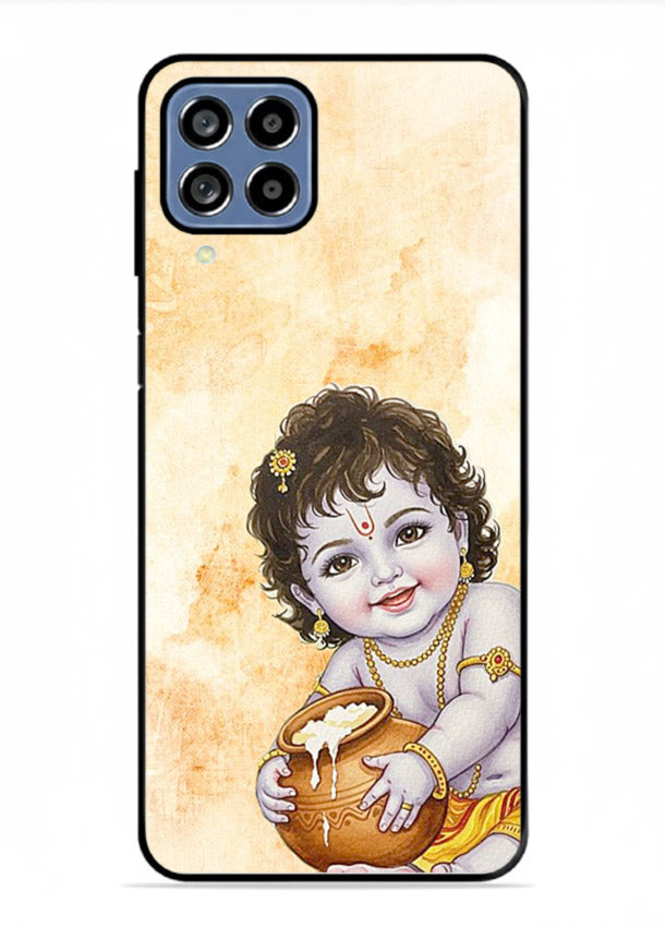 Makhan chor Baby Krishna pot art Samsung F12 5G glass back religious cover