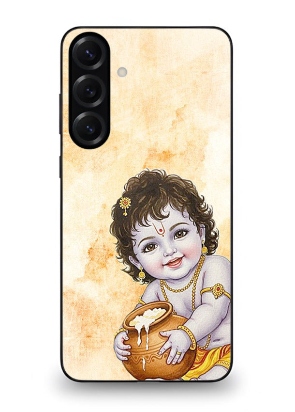 Makhan chor Baby Krishna pot art Samsung M54 5G glass back religious cover