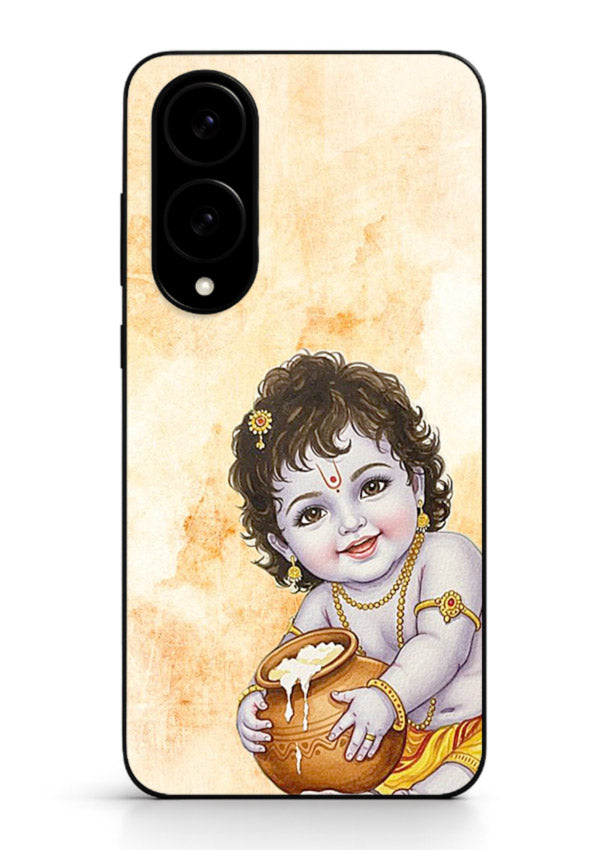 Makhan chor Baby Krishna pot art Samsung S25 Edge glass back religious cover