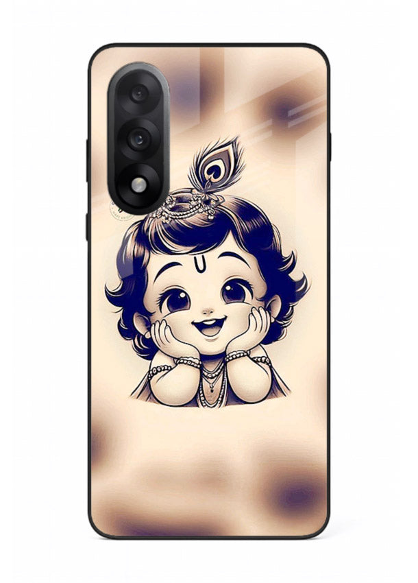 Minimal Baby Krishna sketch OnePlus Nord 5 glass back elegant devotional case