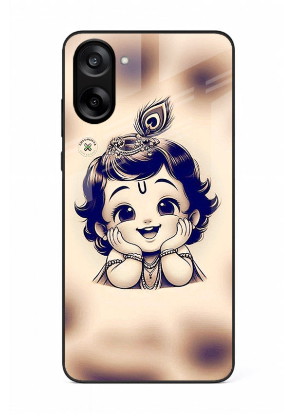 Minimal Baby Krishna sketch OnePlus Nord CE5 glass back elegant devotional case