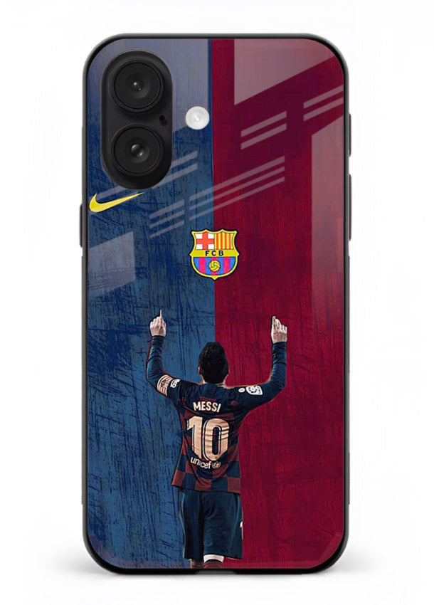 Number ten football artwork on tempered glass iPhone 16 back cover