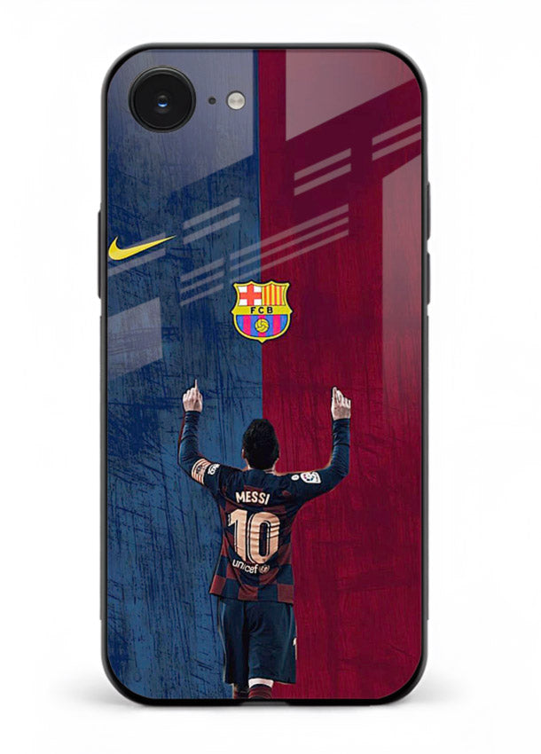 Number ten football artwork on tempered glass iPhone 16E back cover